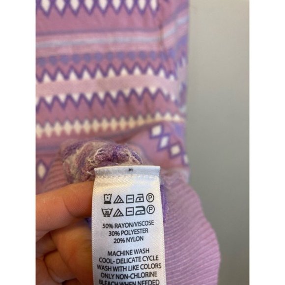 Aspen Mockneck Long Sleeve Lavender Fair Isle Print Cozy Sweater Size Large - Picture 7 of 10